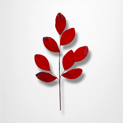74cm Red Velvet Leaf Stem