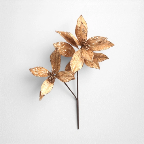 65cm Coffee 2 Head Poinsettia