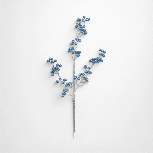 74cm Blue Denim Glitter Berry Stem