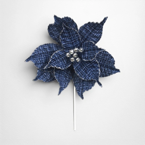27cm Blue Tweed Poinsettia (50cm Stem)