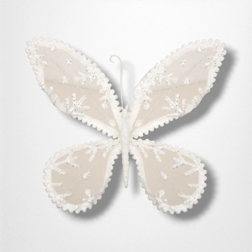 20cm White Lace Butterfly with Clip