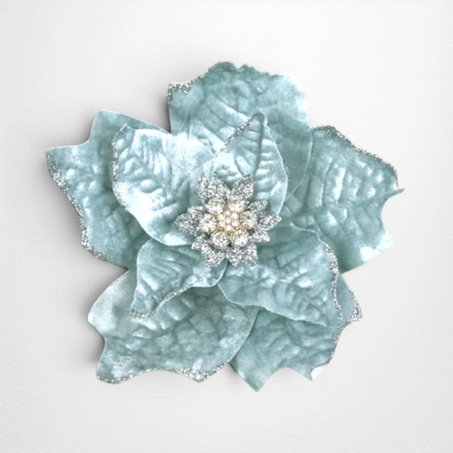 14cm Arctic Blue Poinsettia Clip