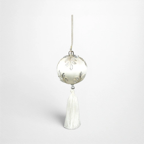White Bauble w/Tassel - 8cm