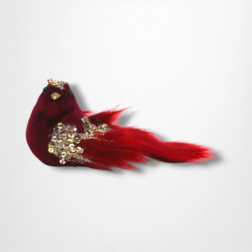 Burgundy Velvet Bird w/Clip