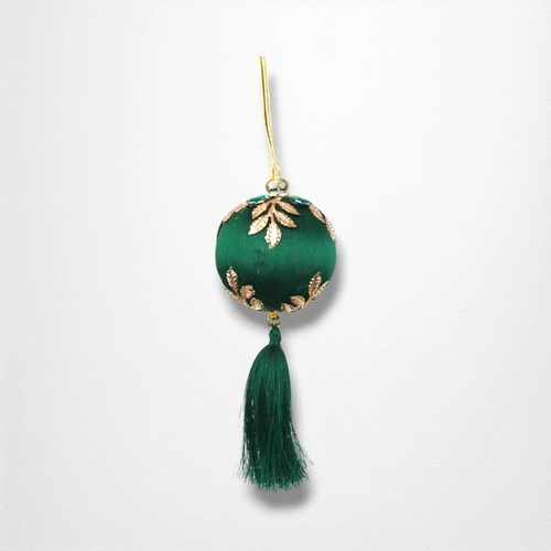 Emerald Glass Bauble w/Tassel - 8cm