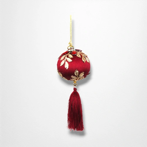 Red Glass Bauble w/Tassel - 8cm