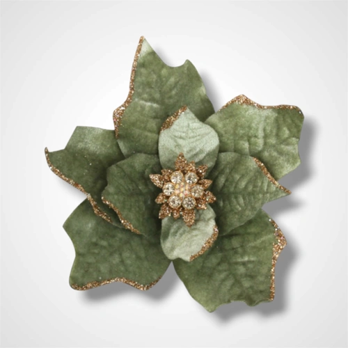 Sage Poinsettia Clip - 14cm
