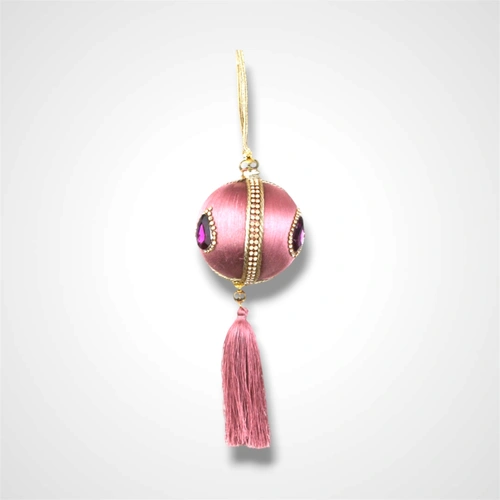 Rose Pink Bauble w/Tassel - 8cm
