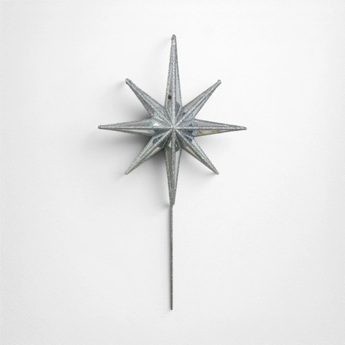 Mirror Celestial Star Tree Topper w/Silver Glitter