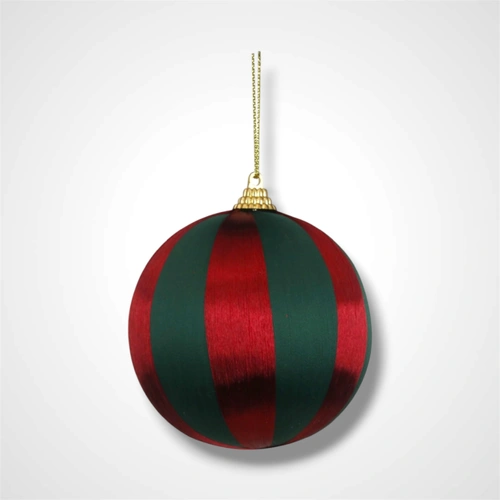 Red & Emerald Silk Thread Bauble - 9cm