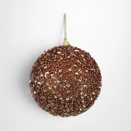 Mocha Beaded Bauble - 10cm