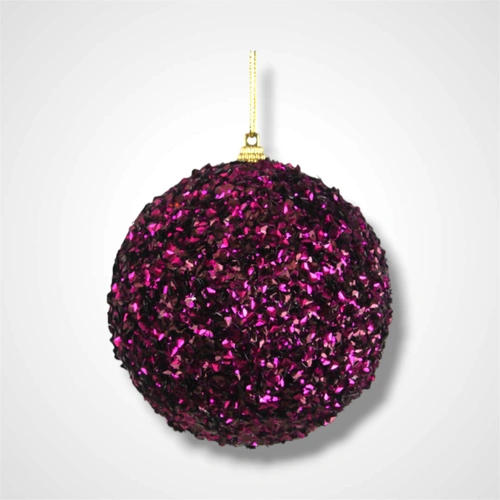 Wine Glitter Beaded Bauble - 10cm