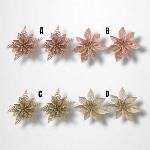 2pk 15cm Champagne Poinsettia Clip C