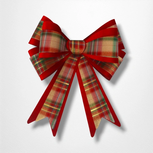 Double Layered Tartan & Red Bow