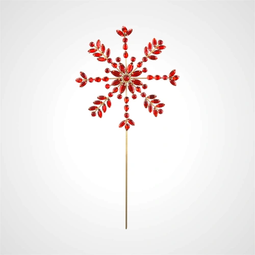 Red Silver Metal Snowflake Tree Topper