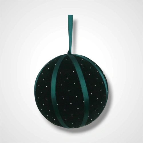 Emerald Flocked Bauble - 15cm