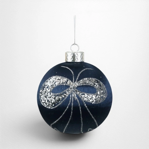 Navy Thread Bauble w/Silver Detail (A) - 10cm