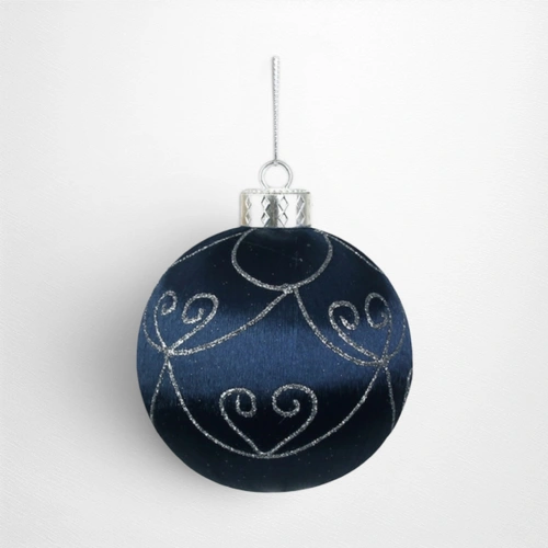 Navy Thread Bauble w/Silver Detail (B) - 10cm