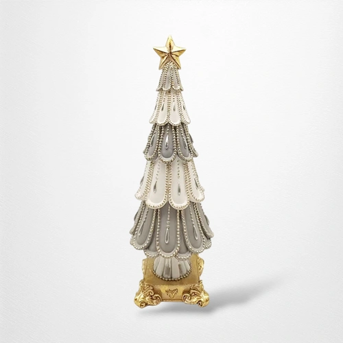 36.5 Grey & White Poly Resin Tree w/Champagne Detail
