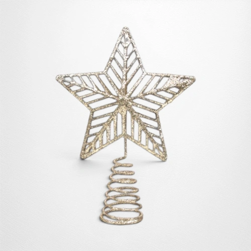 Champagne Glitter Finish Star Tree Topper - 18cm