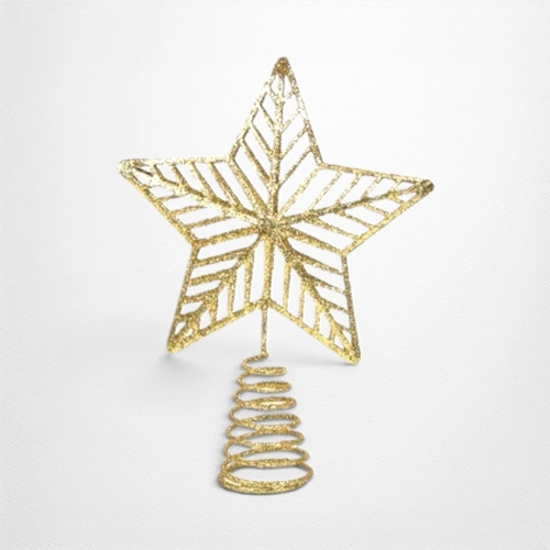 Gold Glitter Finish Star Tree Topper - 18cm