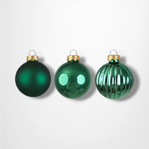 Emerald Glass Baubles - 6cm - Pack of 12
