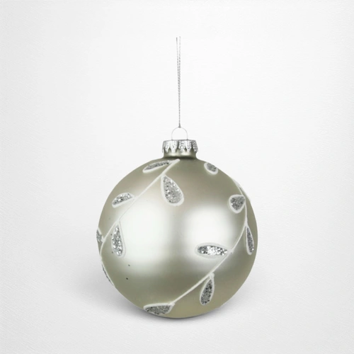 Clear Glass Bauble w/Detail (B) - 10cm