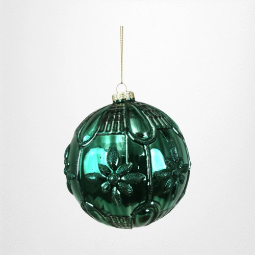 Emerald Green Glass Bauble (A) - 12cm