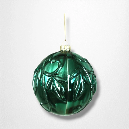 Emerald Green Glass Bauble (B) - 12cm