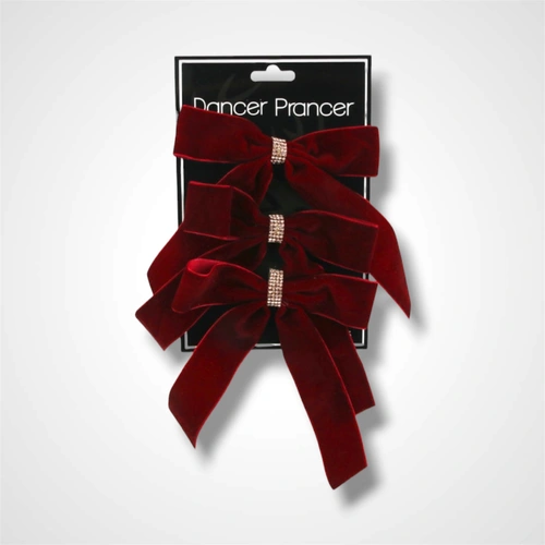 Burgundy Bow w/Diamonte Detail - 12.5cm - 4pk