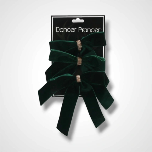 Emerald Green Bow w/Diamonte Detail - 12.5cm - 4pk