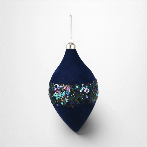 Navy Flocked Finial A - 13cm