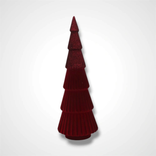 Red Flocked Tree w/Burgundy Glitter Detail