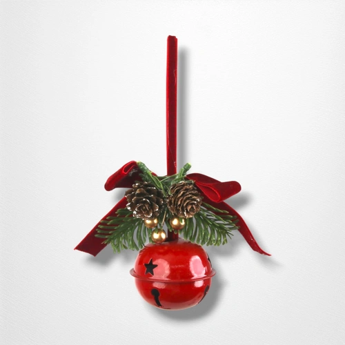 6cm Red Bell w/Burgundy Ribbon