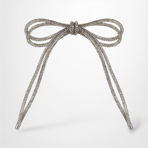 Silver Diamonte Double Bow