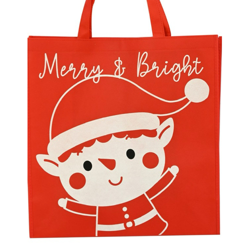 Red Printed Shopping Bag Elf(A) - AVAIL OCT 2024