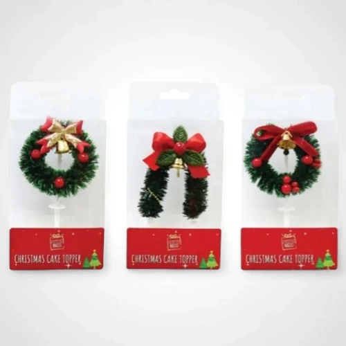 Red Bow Wreath Cake Topper
