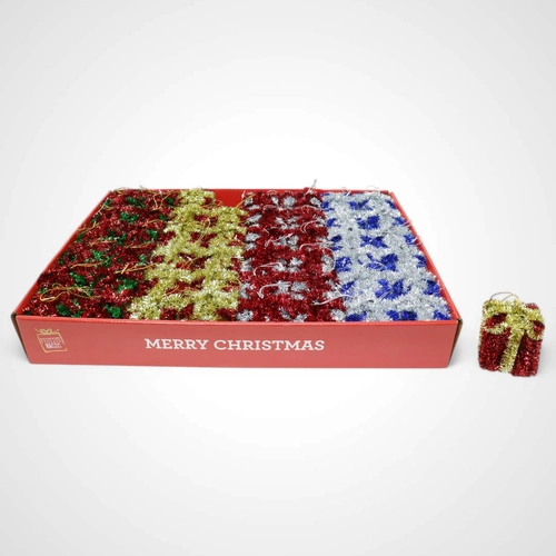 Tinsel Hanging Present - 4 assorted - Avail early Sept 2025