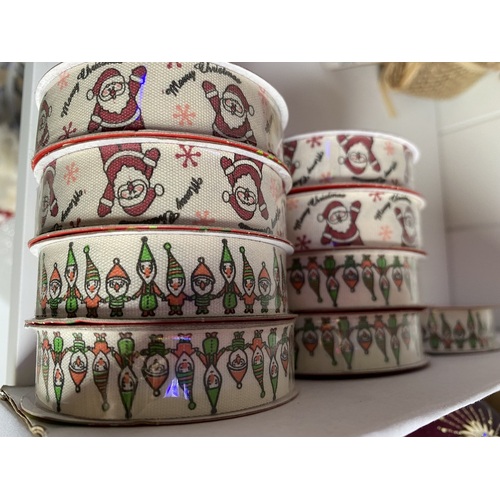 Wrapping Ribbon- white/red/green designs