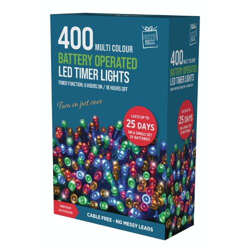 Battery Operated Multi LED Lights 400 Bulbs Timer