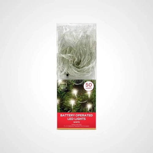 4.9m White Battery Operated String Light 