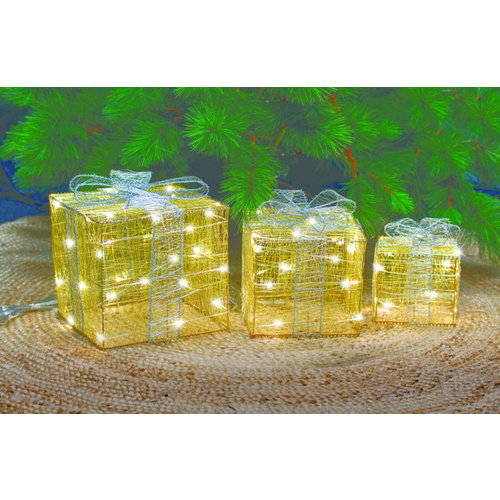 LED Starry Wire Presents - set of 3 -  Gold
