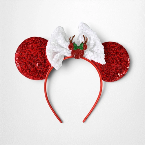 Red & White Sequin Ears Headband