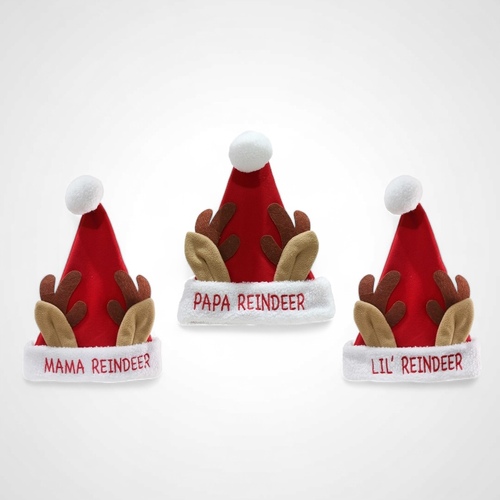 Reindeer Hat Family 3 Assorted