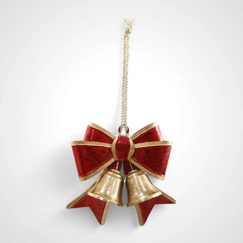 Red/Gold Metal Bow w/Bells 