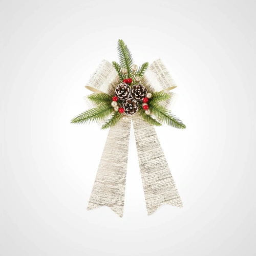 Metallic Gold Bow w/Pinecone - Avail October 2025