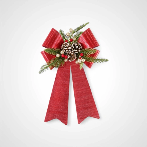 Metallic Red Bow w/Pinecone - Avail October 2025