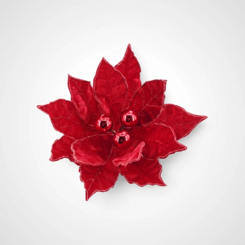Red Baubles Poinsettia Clip 