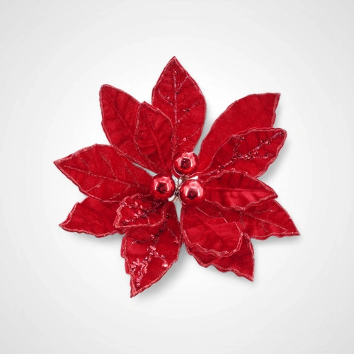 Red Baubles Poinsettia Clip B - Available Oct 2025