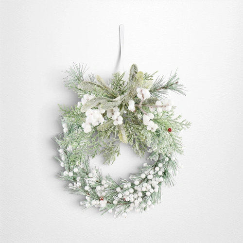White Mini Icy Berry Wreath - 20cm